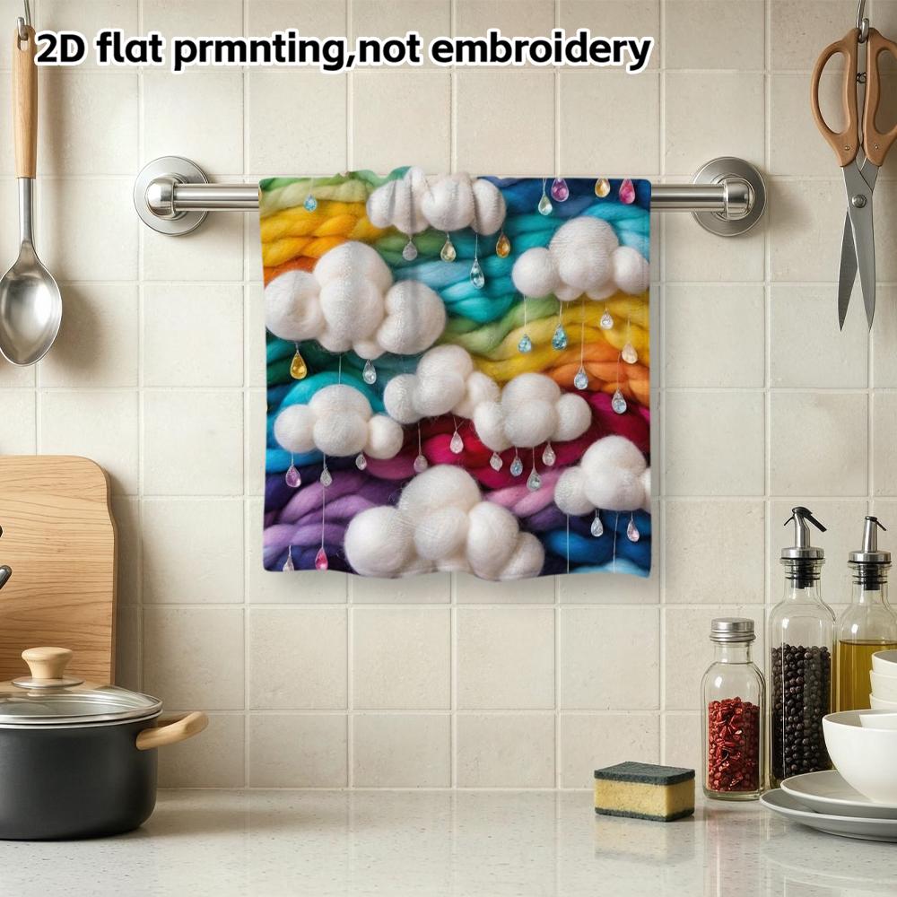 Wool Felt Cloud Raindrop Quick Dry Towel, Handmade Style Soft Bath Towel
