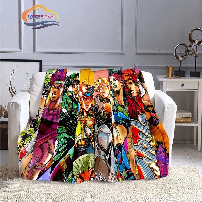 Karikatura JoJo's Bizarre Adventure Stone Ocean Deka Měkký fleece Throw Lehká All Seasons Teplá pro gaučovou přikrývku