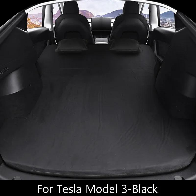 Outdoor Camping Inflatable Special Suede Fabric Car Travel Bed for Tesla Model 3 Y Portable Air Pump 2 Pillows Car Accessories