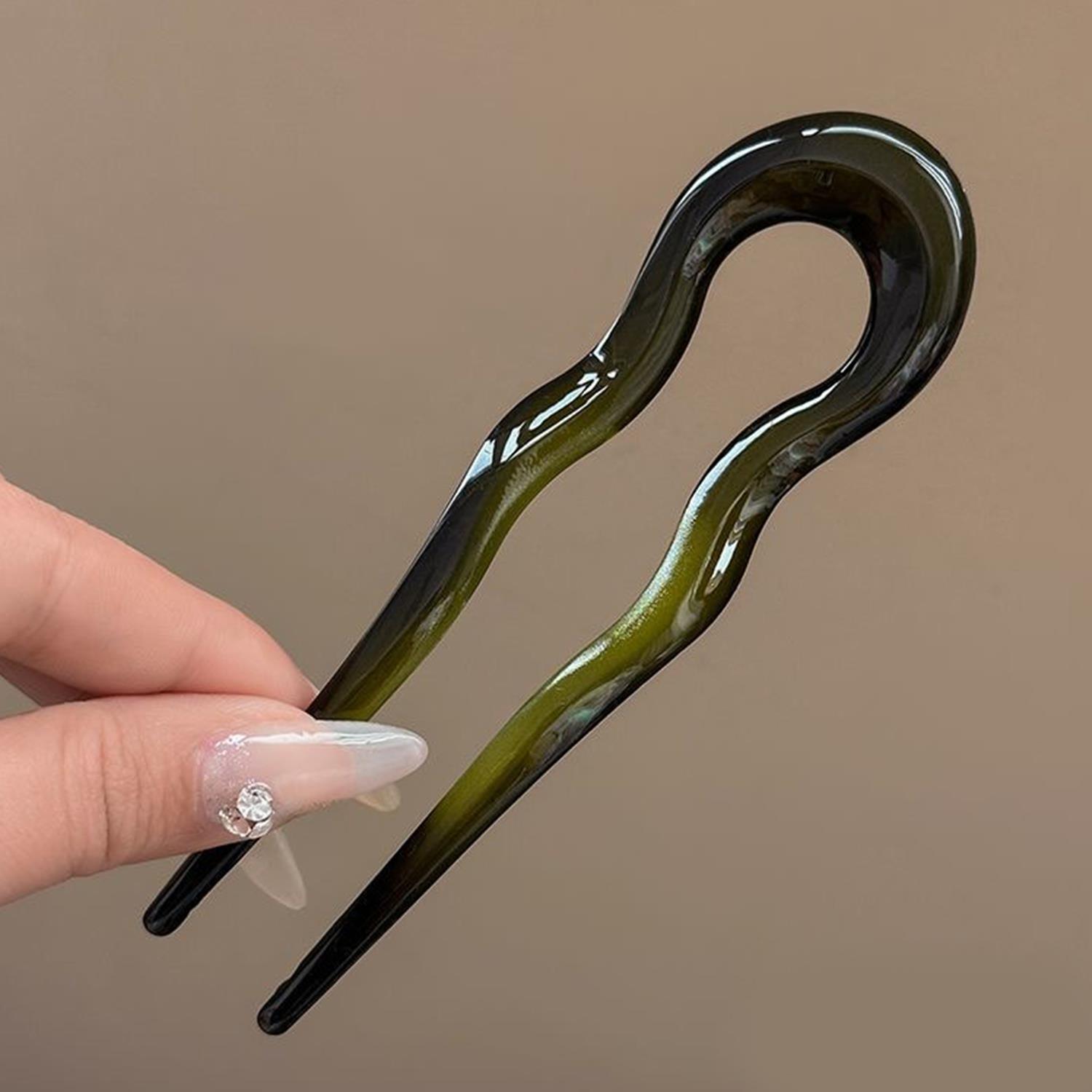 

Французский твист палочка для волос заколка пластиковая волнистая U-образная шпилька винтажный зеленый черепаховый женские аксессуары для волос пучок шпилька головной убор