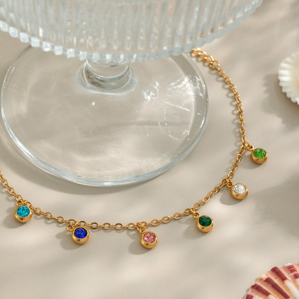 1pc Trendy Niche Colorful Tassel Bracelet Golden Plated Hand Accessory Colorful Charm Bracelets For Women