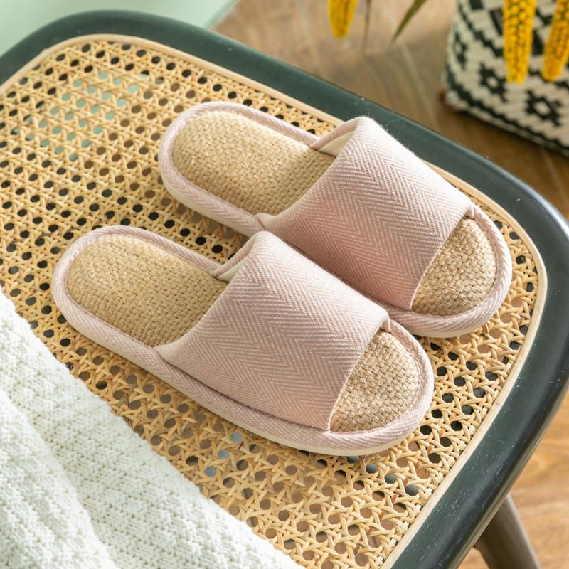 Linen Indoor Slippers For Couples With Nonslip Sole And Breathable Cotton Material Perfect For Home Use