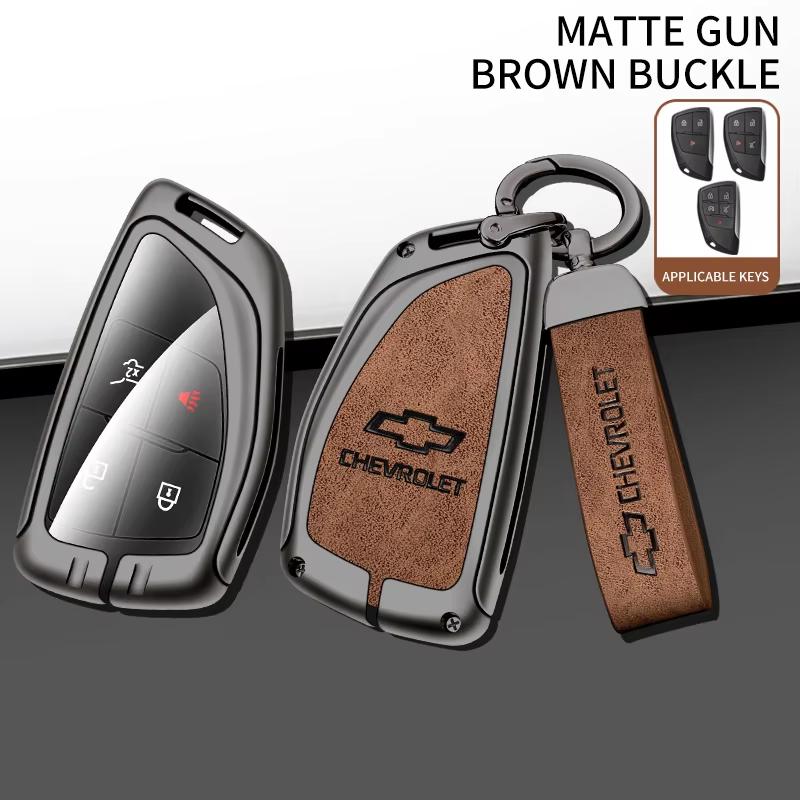 Zinc Alloy Leather Car Key Case for Chevrolet Tahoe Suburban for GMC Yukon for Buick ENVISION S Plus Avenir 2020 2021 2022 2023