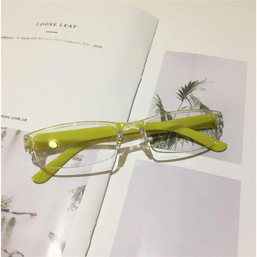 Ultralight Transparent Resin Lens Plastic Colorful Red Leg Mirror Eyewear Reading Glasses Men Women Rimless Presbyopic Glasses