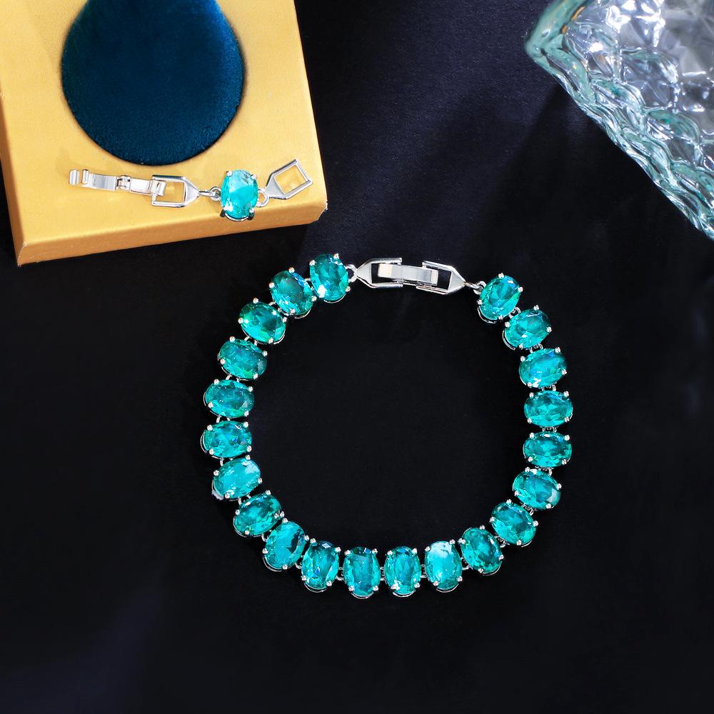 Heavy Industry Light Luxury Full Diamond Yellow Zircon Bracelet Rock Sugar Oval Zircon Hand Jewelry Multi-Color Optional