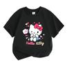 Kids Boys Girls Crew Neck Short Sleeve 100% Cotton T-Shirt, Cute Winking Cat Print Casual Soft Breathable Tee for Little Children Daily Wear Party Hol