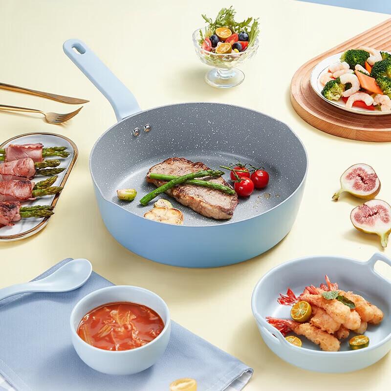 COOKER KING 24cm Deep Maifan Stone Non-Stick Frying Pan with Lid