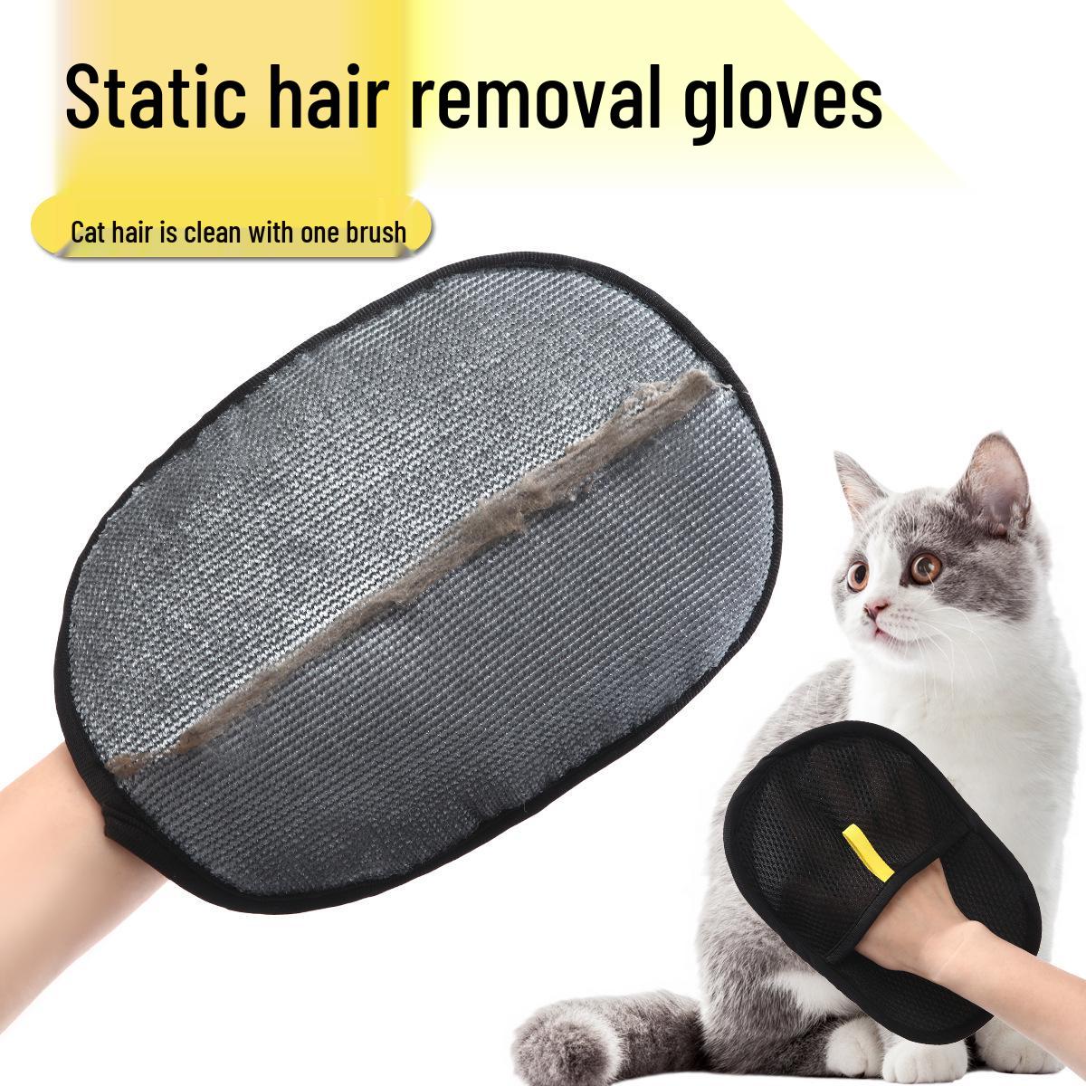 

Two-Way Static Hair Removal Glove for Cats & Dogs - Pet Hair Cleaner with Bristle Scraper 20x14.5 cm серый