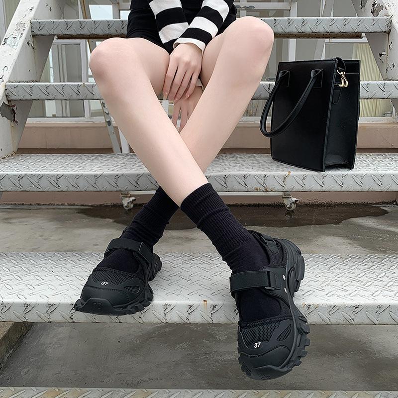 Summer ins Japanese retro Velcro platform casual dad sports sandals single shoes women's shoes beach shoes women