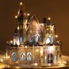 Kids 3D Puzzle Ice Castle House with Light Jigsaw Building Model DIY Handmade Dollhouse Early Learning Educational Toys Gift for Children