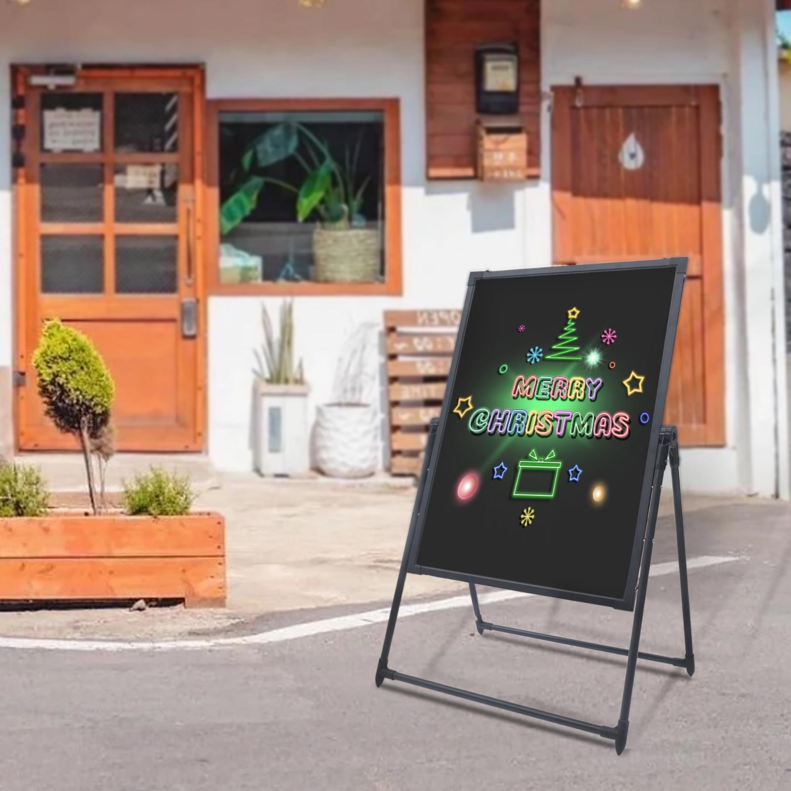 LED Message Board with Stand - Free-Standing LED Sign - DIY Drawing Board for Shop, Store, Bar, Restaurant Menus nero