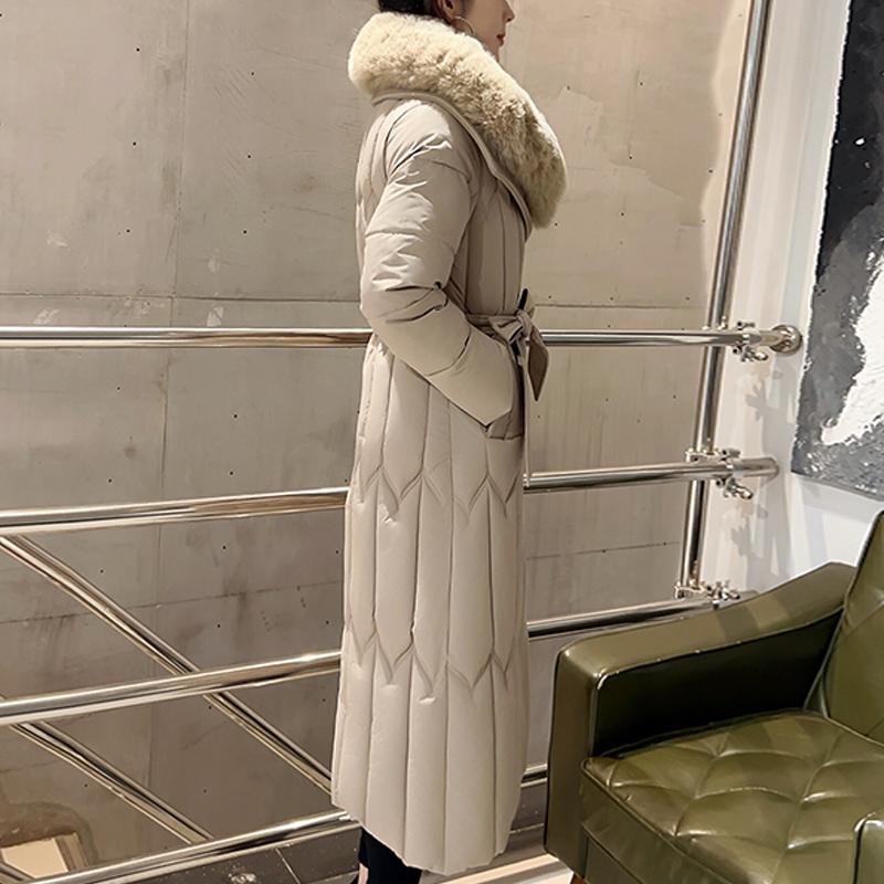 Plussstørrelse L-7XL Mote Vinterjakker Dame Lang Parkas Hette Stor Fuskepelskrage Løs Tykk Varm Overfrakk Casual Damekåper Med Belte
