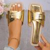 Papuci de damă cu vârf pătrat, vara, din piele, sandale de designer pentru femei, sandale de lux pentru femei, sandale plate
