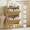 Narrow Shoe Cabinet, Modern Shoe Storage Cabinet with 2 Flip Drawers, Oak