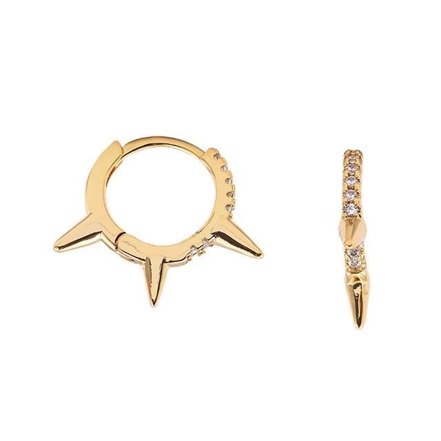 Women Cubic Zircon Rainbow Earrings Cubic Zirconia Ear Cuff Set Female Stylish Fashionable Gold Tone Huggie Clip On Earrings Earcuff Crystal Stone