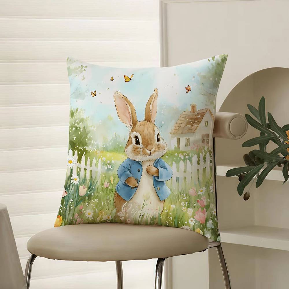 Cartoon Character Cute-Peter Rabbit-Smart Pillow Case Comfort Sofa Bed Silky elegant Invisible zipper Decorative cushion cover