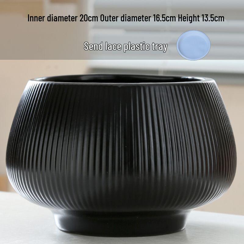 Ceramic Flower Pot with Tray for Orchids and Succulents