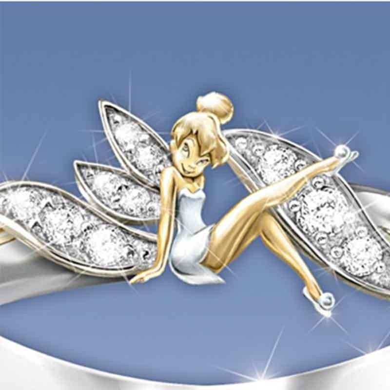 Exquisite Fantasy Flower Fairy Elf Cubic White Gold Plating Two-toned Wedding Ring Jewelry For Women