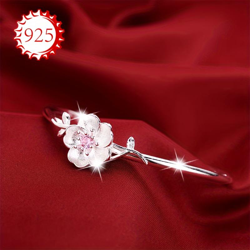 Sterling Silver Hypoallergenic Bracelet for Women, Sweet Cherry Blossom Flower Jewelry, Gift for Couples and Best Friends