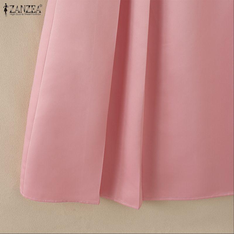 ZANZEA Blusa a Maniche Corte da Donna e Gonne Lunghe Casual Set Completi Due Pezzi