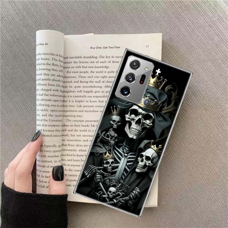 Crown Skeleton Emperor Phone Case For Samsung Galaxy S25 Edge S24 S23 FE S22 S26 Ultra S21 S20 S10 Plus Capa Soft