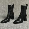 Botines de tacón alto para mujer, zapatos de punta puntiaguda, tendencia 2024, botas Chelsea de moda, zapatos baratos, liquidación