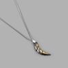 Retro Punk Stainless Steel Wolf Tooth Crescent Moon Necklace for Men and Women