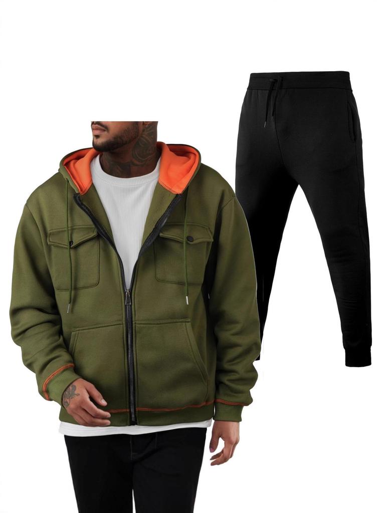 Men's Multi-Pocket Zipper Hoodie Sweatshirt 220g Fabric - Same Day Shipping