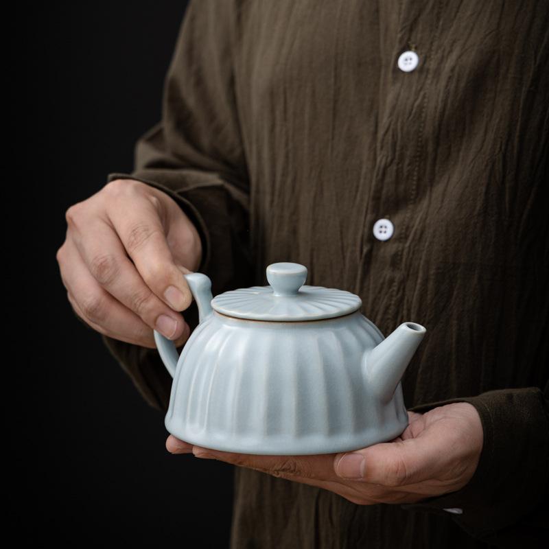 High-end Ru Kiln Kung Fu Tea Set, Open Film Can Be Raised, Household Teapot, Teacup Gift Box Gift