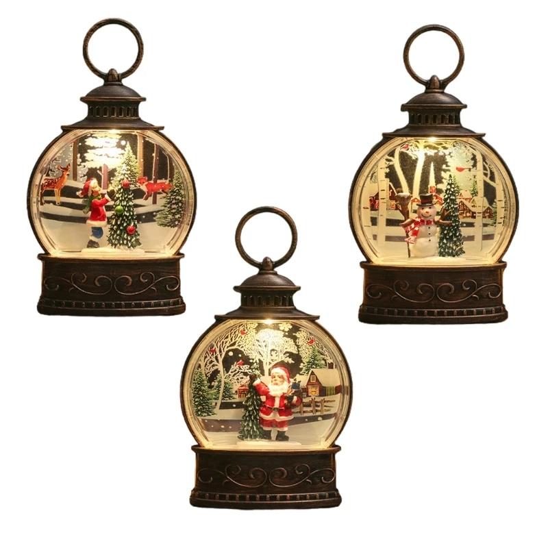 Nová vánoční sněhová koule lucerna na baterie svítící lucerna světlo pro vánoční domácí dekoraci Santa sněhulák chlapec