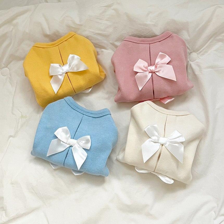 Poodle Bottoming Shirt New Style Pet Warm Clothing Adorable Bow Tie Small Dog Pullover Solid Colour Dog Clothes