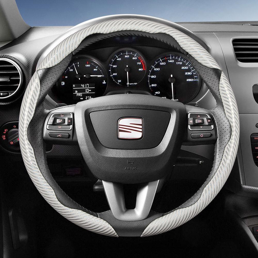 Suitable for Seat Carbon Fiber Texture Steering Wheel Cover with Segmented Quick-Release Design, Durable, for Models Such As Ibiza, Arona, Leon,