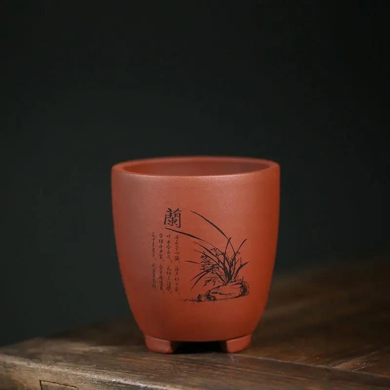 Purple Sand Flowerpot Succulents Yulu Stone Flower Balcony Potted Plant Pot Creative Gardening Ceramic Hand-painted Small Orchid