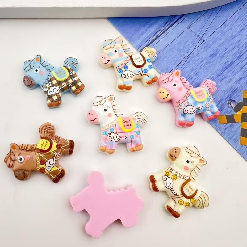 10Pcs Cartoon Diy Resin Accessories Cabochon Flatback Cute Cartoon Pony Embellishments For Diy Jewelry Making Decoration