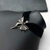 Velvet Gothic Bat Choker: Y2K Style Adjustable Necklace
