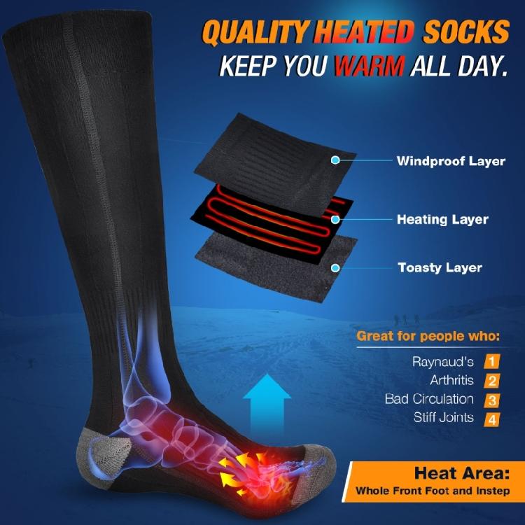 Electric USB Winter Warm Heated Socks Foot Warmer with 3 Temperature Adjustment
