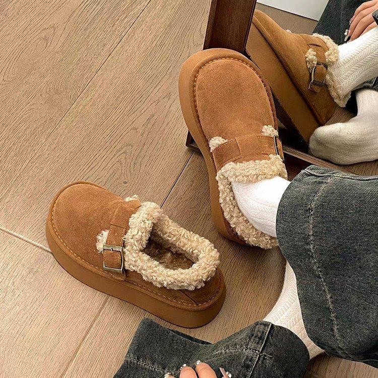 

Зимние ботинки женские 2024 года, новые зимние на платформе, универсальные, бархатные, утолщенные внутри, хлопковые, теплые туфли 40