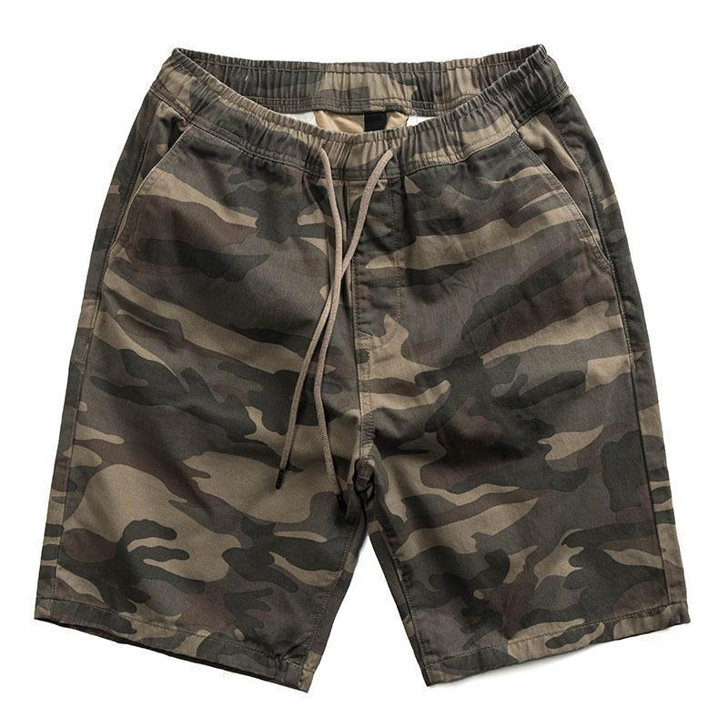 Shawn Yue Men's Retro Camouflage Elastic Waist Shorts