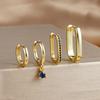 4PCS Luxury Gold Plated U-shape Hoop Earrings Set for Women Geometric Pendant Huggie Punk Unisex Rock Earring Piercing Jewelry