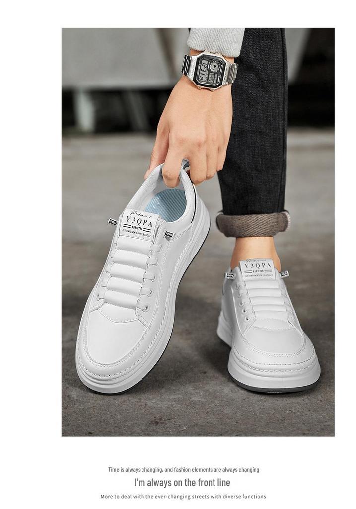 Men's Summer White Leather Slip-On Casual Breathable Shoes