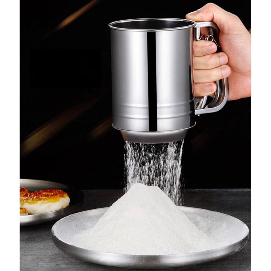 Stainless Steel Flour Sifter with Handle Mesh Cooking Accessory Double Layer