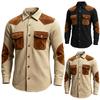 Men's Color Block Casual Loose Button Multi-Pocket Breathable Workwear Long-Sleeved Shirt