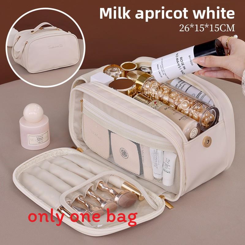 French Charm Multilayer Makeup Bag With Waterproof Pu Material For Travel And Daily Use