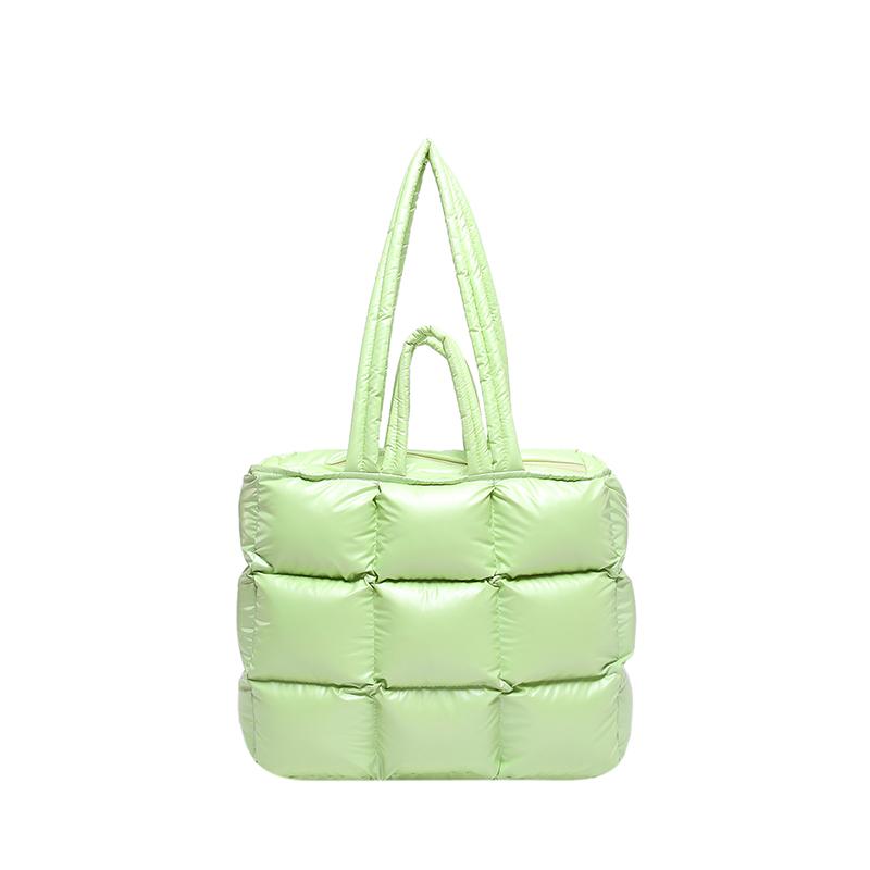 Fashion Lightweight Women Shiny Puffer Tote Bag Female Quilted Padded Soft Shoulder Bag Luxury Puffy Handbags for Winter