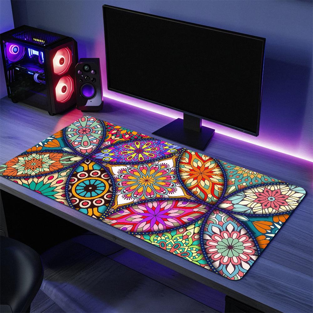 Art Vibrant Mexican Ethnic Flower S Mouse Pad Large Desk Mat Keyboard Ergonomic Office Rubber PC Nonslip Antifray Home Custom