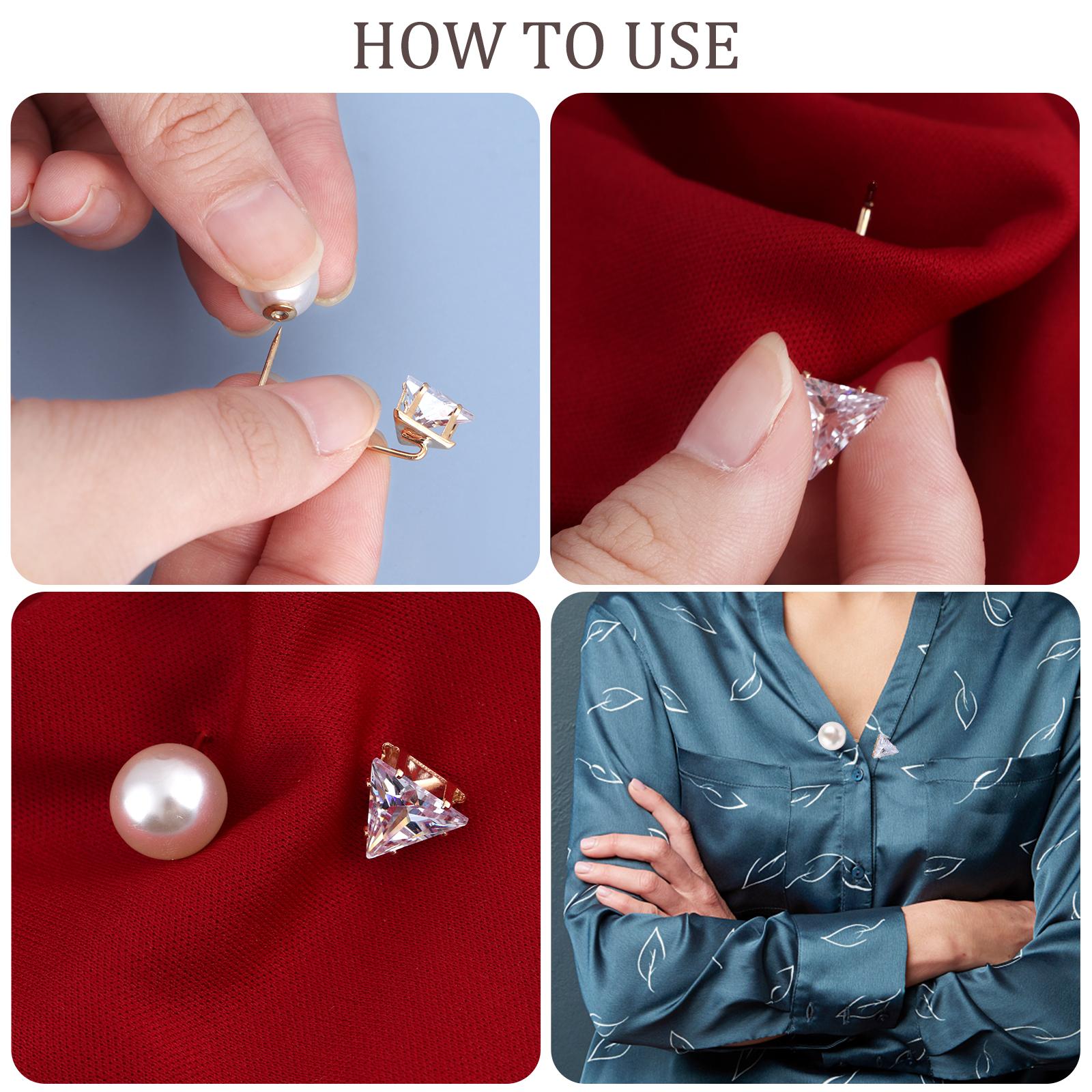 

12 Pack Pearl Brooch Pins Set Pearl Scarf Hijab Crystal Safety Pins For Women чёрный