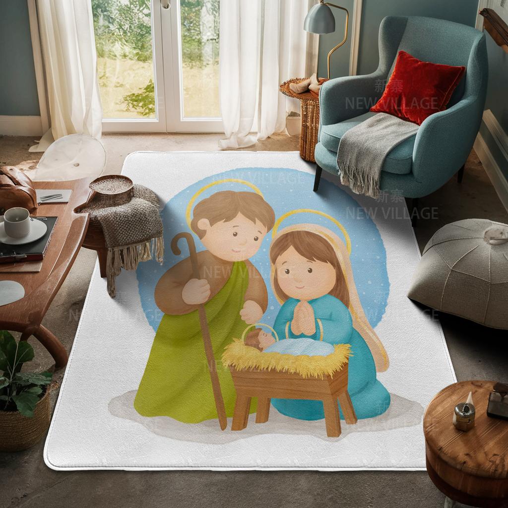 House Entrance Carpet Home Door Mat Living Room Bath Foot Bathroom Non-slip Water Absorption Rugs Bath Merry Christmas Winter