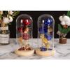 Colored  Roses  Ornaments 3 Flowers Glass-covered Gold-leaf Artifical Roses Luminous Led Night Light Creative Valentine Day Gifts