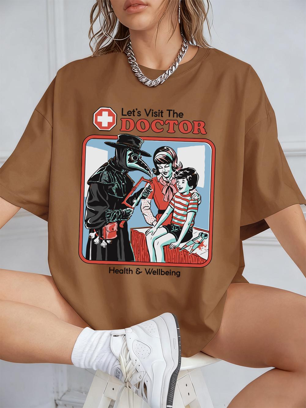 

The Treating Doctor Printed TShirts Womens Cotton Summer Short Sleeve Tops Comfortable Loose ONeck T Shirt Basic Woman Clothes S