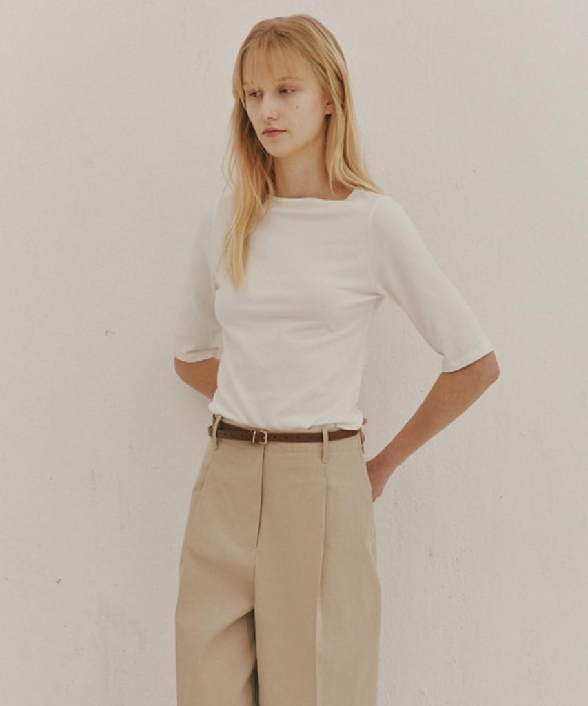 Okuka Cotton & Modal Simple Top, White